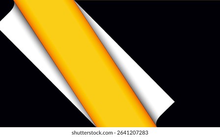 Dynamic Abstract Background: Bold Black, White, and Golden Yellow Diagonal Stripe with a Layered Paper Peel Effect for Modern Design and Creative Visuals