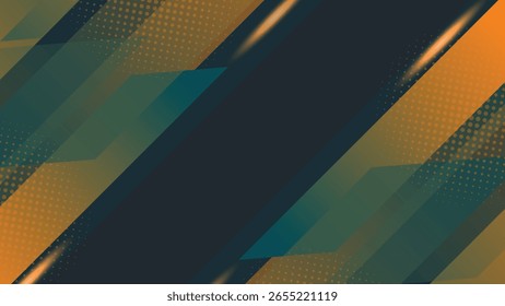 Dynamic abstract background with bold orange and teal diagonal shapes, halftone dot pattern, and layered composition. Perfect for tech, sports, and modern digital themes.