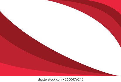 Plano de fundo abstrato dinâmico com formas de ondas curvas em vermelho e negrito e um espaço central em branco. Ideal para cartões de visita, folhetos, banners, apresentações e projetos de design gráfico moderno.
