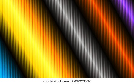 Fondo abstracto dinámico con rayas metálicas diagonales coloridas del gradiente