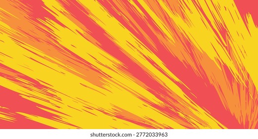 Dynamic abstract background with energetic yellow and pink brush strokes radiating outwards, creating a sense of movement and intensity.