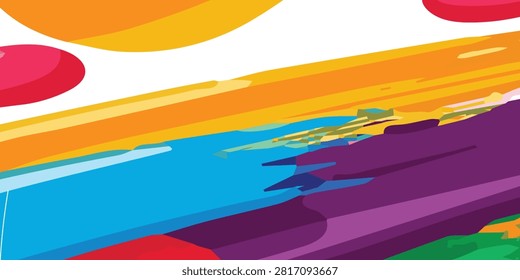 Dynamic abstract background featuring bold rainbow-colored brush strokes for artistic, creative, and vibrant visual projects.