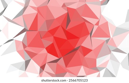A dynamic abstract background featuring a chaotic arrangement of red and white polygons, creating a sense of depth and texture.