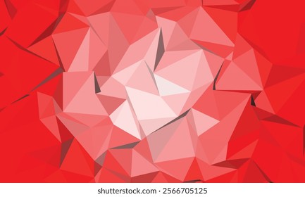 A dynamic abstract background featuring a chaotic arrangement of red and white polygons, creating a sense of depth and texture.