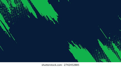 Dynamic abstract background featuring energetic lime green brushstrokes and organic splatters against a deep navy blue canvas with subtle halftone dots, perfect for modern design projects