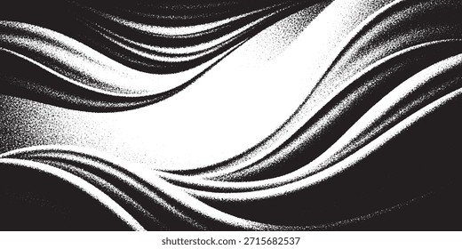 Um fundo abstrato dinâmico com linhas onduladas fluindo em preto e branco, com uma textura granulada sutil adicionando profundidade e interesse visual.