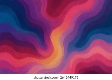 A dynamic abstract background featuring fluid, wavy shapes in rich shades of blue, purple, magenta, red, and golden orange. The harmonious blend of warm and cool tones creates a captivating.