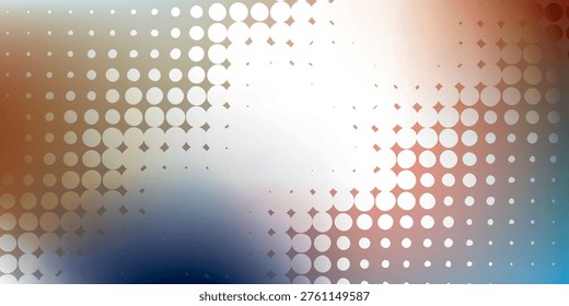 A dynamic abstract background featuring a halftone dot pattern overlayed on a soft, blurry gradient of warm and cool colors.