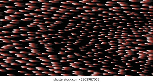 A dynamic abstract background featuring a multitude of small, elongated, reddish-brown shapes with a subtle gradient, creating a sense of flowing motion against a dark backdrop.