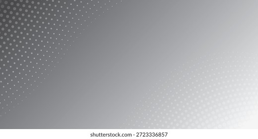 Dynamischer abstrakter Hintergrund mit einem sanften Grau- und Silberverlauf mit subtilen Rasterpunkttexturen, ideal für moderne Präsentationen, Websites und Grafikdesign-Projekte