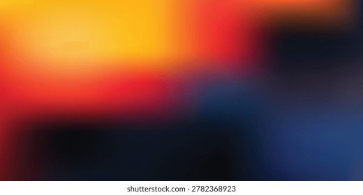 A dynamic abstract background featuring a smooth gradient transition from warm yellow and red hues to deep blue and black. The blend creates a sense of energy and depth.