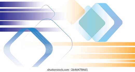 Dynamic Abstract Background Featuring Stripes, Geometric Layers, and Gradient Tones in Blue and Orange. Ideal for Modern Digital, Tech, or Corporate visuals