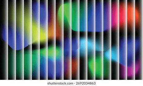 Dynamic abstract background featuring vertical lines with a soft focus on vibrant, blurry, and colorful light forms with gradient effects.