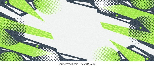 Dynamic Abstract Background with Green and Dark Grey Geometric Shapes and Textured Effects. Sport Banner or Poster Background Template for Promotion and Branding