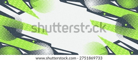 Dynamic Abstract Background with Green and Dark Grey Geometric Shapes and Textured Effects. Sport Banner or Poster Background Template for Promotion and Branding