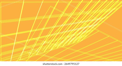 Plano de fundo abstrato dinâmico com linhas amarelas de interseção em um plano de fundo laranja, criando um padrão geométrico com movimento e dimensão.