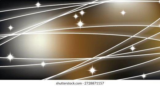 Dynamic abstract background with luminous white lines and sparkling star shapes.