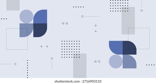 Fondo Abstractas dinámico con elemento Hipster retro de Memphis y Colores planos azules pastel suaves