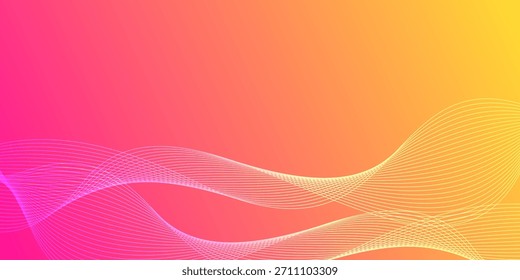 Dynamic abstract background with Modern pink orange gradient wave lines. Design for banner, poster, presentation, flayer, landing page, website