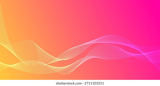 Dynamic abstract background with Modern pink orange gradient wave lines. Design for banner, poster, presentation, flayer, landing page, website