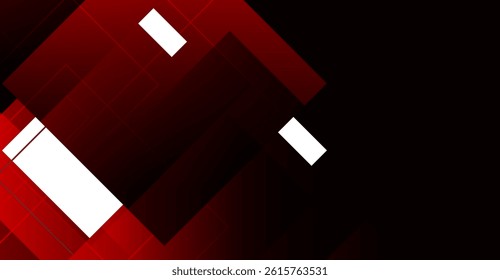 Dynamic Abstract Background: Modern Red and Black Geometric Design with White Accents, Perfect for Technological Presentations and Stylish Digital Media Projects