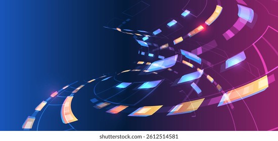 Dynamic abstract background with neon curved elements and digital motion effects. Perfect for high-tech, futuristic and digital interface themes.
