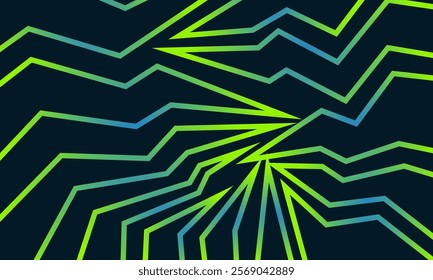 A dynamic abstract background with neon green and blue jagged stripes on a dark background.