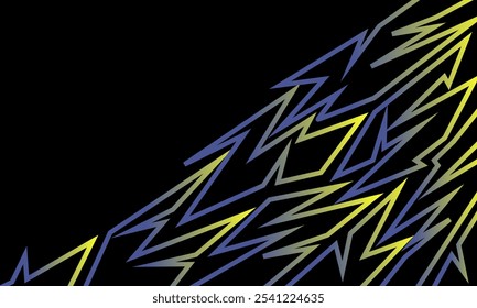 Dynamic abstract background with sharp, jagged shapes in blue, yellow, and black, creating a sense of movement and energy.