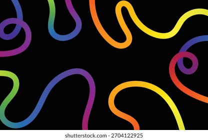Plano de fundo abstrato dinâmico com gradiente de arco-íris vibrante fluindo design de linhas onduladas.