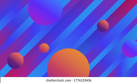 Dynamic abstract background wallpaper with Modern geometric circle and line stripe shapes, bright blue, yellow and red mix trendy creative stylish pattern