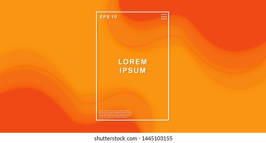 Dynamic abstract background. Wavy geometric background. Trendy gradient shapes composition. Minimal geometric background with gradient color. 3d modern papercut with orange background.- Vector