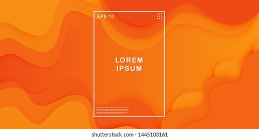 Dynamic abstract background. Wavy geometric background. Trendy gradient shapes composition. Minimal geometric background with gradient color. 3d modern papercut with orange background.- Vector