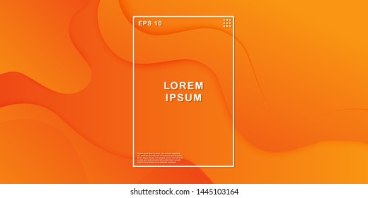 Dynamic abstract background. Wavy geometric background. Trendy gradient shapes composition. Minimal geometric background with gradient color. 3d modern papercut with orange background.- Vector