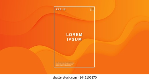 Dynamic abstract background. Wavy geometric background. Trendy gradient shapes composition. Minimal geometric background with gradient color. 3d modern papercut with orange background.- Vector