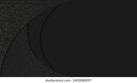 Dynamic abstract black background design with glitter dot elements. Modern dark background texture template. Vector illustration