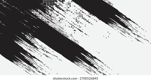 Dynamic Abstract Black Brush Strokes on White Background for Modern Design and Art