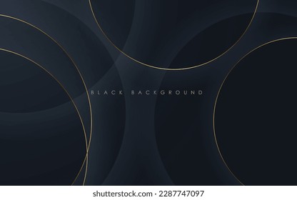 dynamic abstract black circle diagonal stripe with golden line shadow and light papercut texture background. eps10 vector