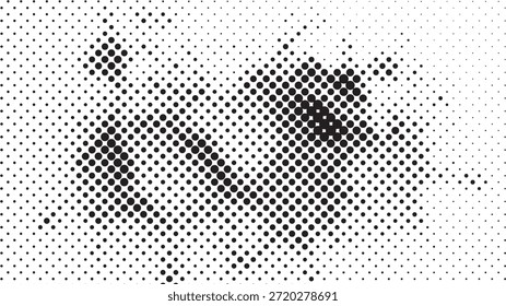 Patrón de puntos semitono blanco y negro abstracto dinámico con diferentes tamaños y densidades, formando una textura de gradiente retro adecuada para fondos y superposiciones de Diseño gráfico modernos