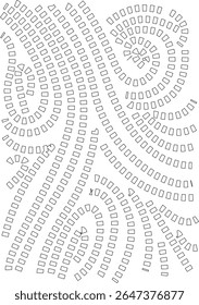 Padrão de mosaico preto e branco abstrato dinâmico com linhas e formas geométricas fluentes, criando um design de fundo moderno e minimalista para projetos criativos.