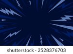 A dynamic abstract blast background with navy blue hues, featuring an explosive cartoon style burst. Motion, speed, glowing rays, and lightning in a retro, comic book effect. Not AI.