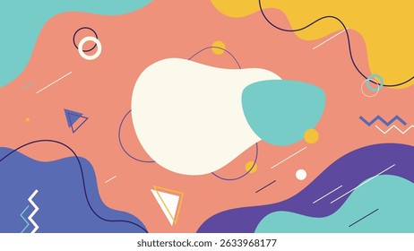 Dynamic abstract blob shapes on a peach and blue background. Perfect for creative templates, web banners, or playful design elements.