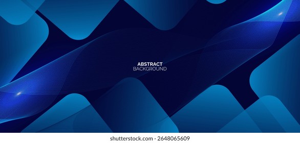 Dynamic abstract blue background with glowing wave lines. Shiny moving lines design element. Technology concept.