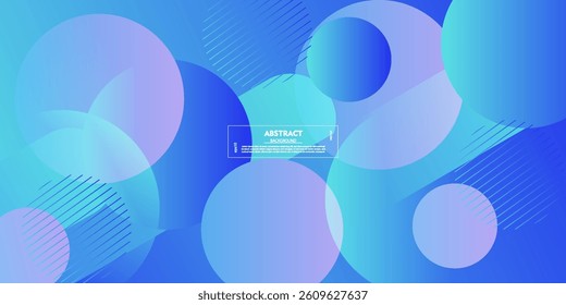 Dynamic abstract blue bubble gradient illustration on geometric background with simple circle pattern. Vector Eps10