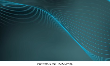 Linhas de onda digital azul abstratas dinâmicas criam um padrão futurista em um fundo escuro, ideal para tecnologia, dados ou apresentações científicas e designs modernos