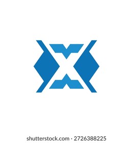 Dynamische abstrakte blaue geometrische Marke, die innovative digitale Lösungen, technologischen Fortschritt und vernetzte Datennetze für eine moderne Markenidentität symbolisiert