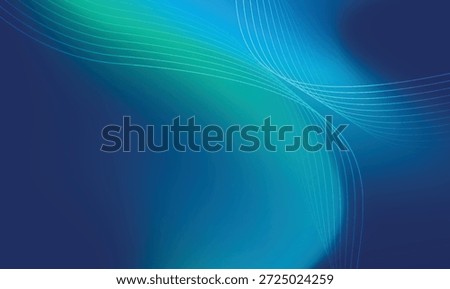Dynamic abstract blue and green gradient background featuring elegant flowing white lines, ideal for modern technology presentations, corporate branding, or digital art projects