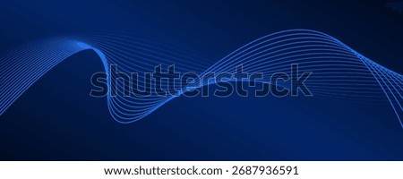 Dynamic abstract blue wave lines on dark background. vector eps 10