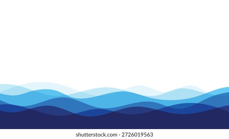 Dynamic abstract blue wavy lines with transparent layers form a tranquil and fluid background, perfect for web design, presentations, or digital art projects