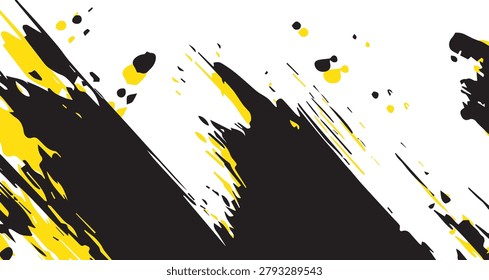Dynamic abstract brush strokes featuring black and yellow colors on a white background, emphasizing artistic expression and creativity.