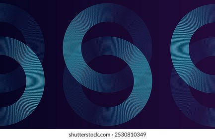  Dynamic Abstract Circular Design with Gradient Blue Lines on a Deep Purple Background